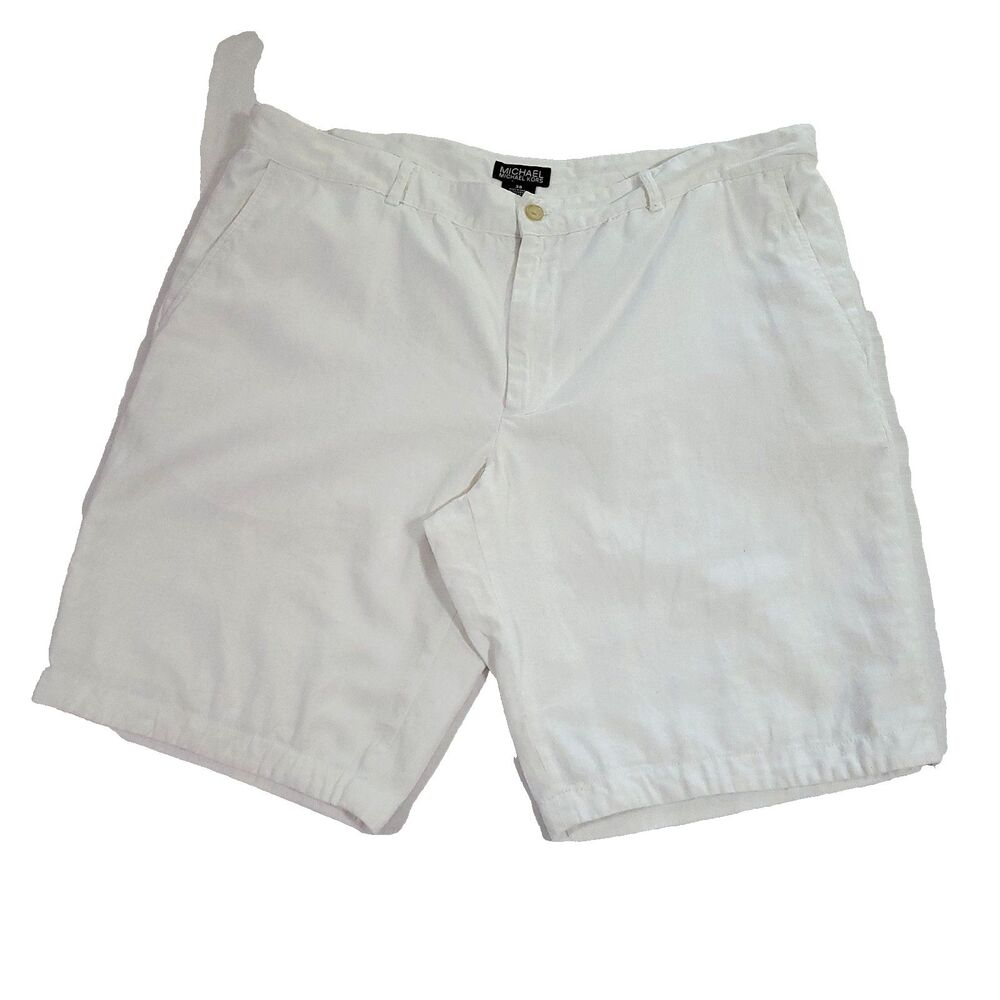 Michael Kors Linen Blend Chino Shorts 38 White Relaxed Beachy Summer Preppy Cool